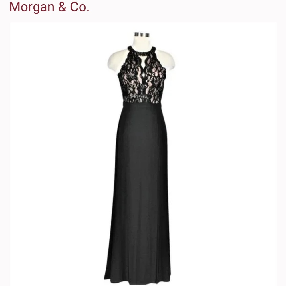 Morgan & Co black gown with lace bodice